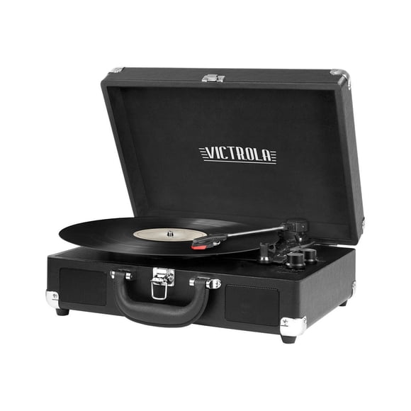 Victrola Vintage 3-Speed Bluetooth Portable Suitcase Record Player with Built-in Speakers | Upgraded Turntable Audio Sound| Includes Extra Stylus | Purple Glitter (VSC-550BT-GPR), 1SFA