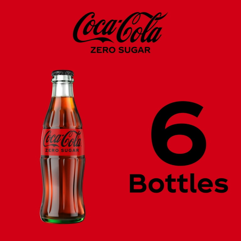 Coca-Cola Zero Sugar Soda Pop Glass Bottles, 8 fl oz, 6 Pack