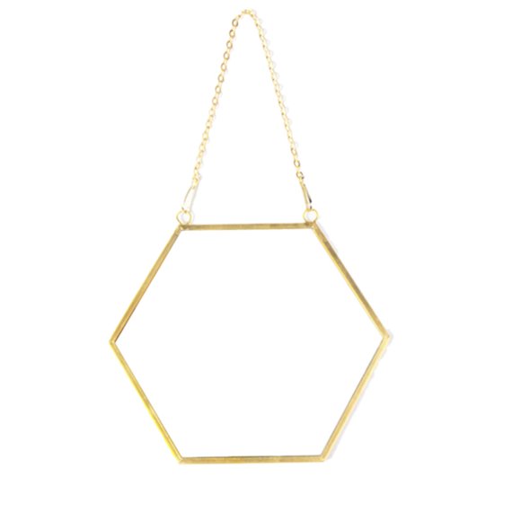 Nordic Minimalist Home Decoration Geometric Shape Gold Brass Hexagonal Mirror