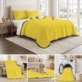 thumbnail image 6 of Twin Quilt Set 68''x86'', Yellow Lightweight Summer Bedspread Coverlet Set with 2 Pillow Shams, Pure Yellow Breathable All Season Quilt Bedding for Dorm/Bedroom, 6 of 9