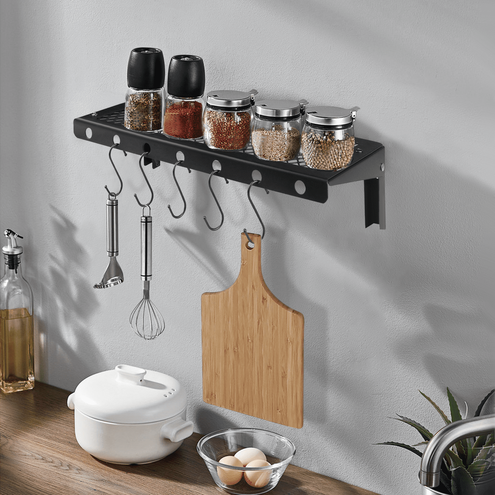 Sedesbon 10” x 24” Black Floating Shelves 2-Tier Modern Industrial Finish (2 Count)