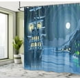thumbnail image 5 of Ambesonne Cartoon Shower Curtain, Pirate Ship Moon, 69"Wx70"L, Blue, 5 of 5