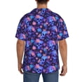 thumbnail image 3 of KLL Skull daisy purple Print Men's Shirt Short Sleeve Button Down Summer Cuba Beach Shirts- X-Large, 3 of 5