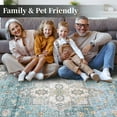 thumbnail image 5 of GlowSol 8'x10' Vintage Rug Washable Area Rugs Floral Printed Distressed Rug Persian Rug Non-Shedding Rug for Dining Room Home Office, Teal, 5 of 7
