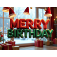 thumbnail image 3 of Festive Christmas Themed Birthday Banner with Santa Hats, Snowy Village Background, Happy Birthday Lettering, Party Decorations, Photo Backdrop, Birthday Party Supplies, Christmas Celebrations, 3 of 3