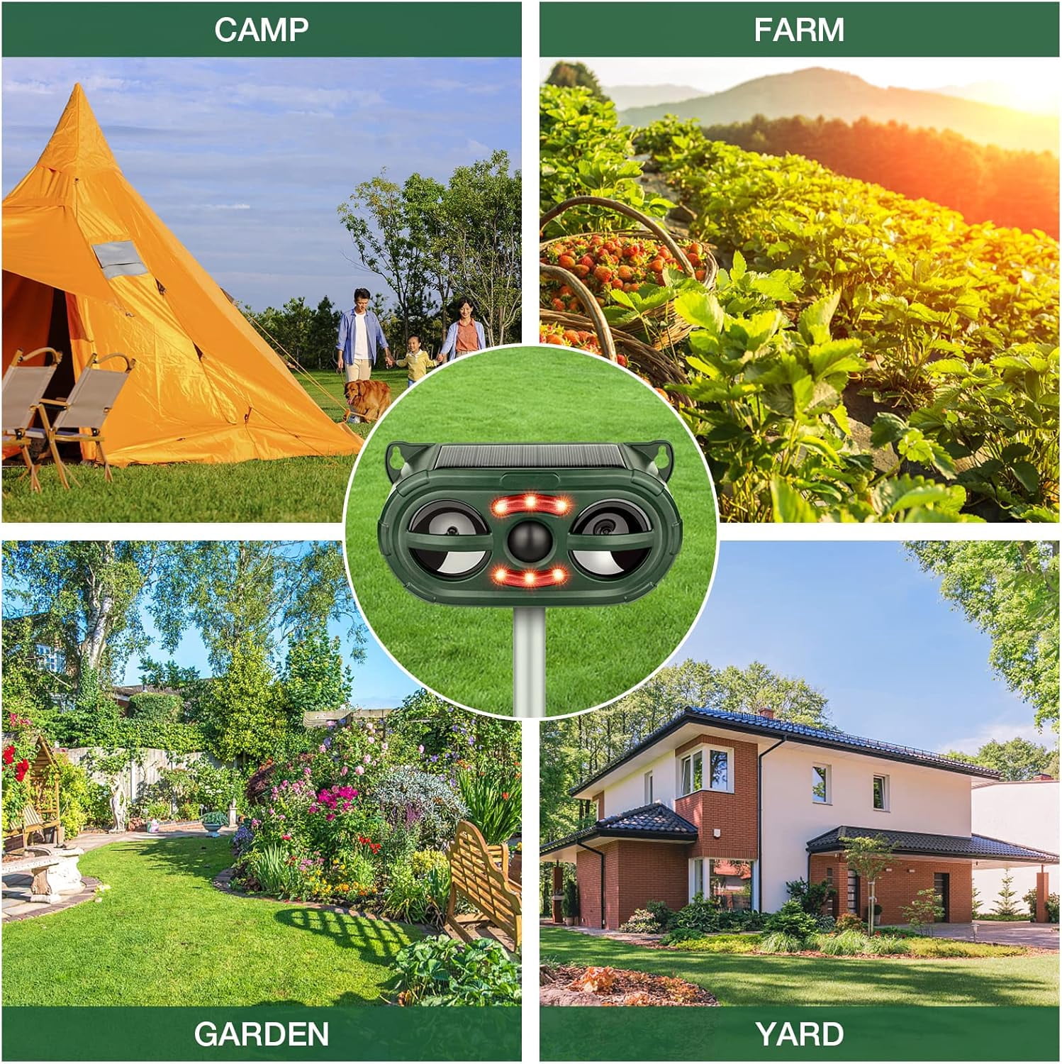 Ultrasonic Animal Repeller,Solar Pest Animal Repellent Outdoor,Squirrel Repellent,Animal Deter Devices Outdoor,Cat Repeller with Motion Sensor & Flashing Light (2 Pcs)