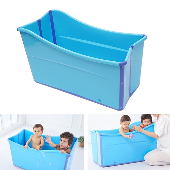 TFCFL Large Folding Spa Bathtub Water Tub Soaking Bucket Portable Sauna Adult Bath Barrel Blue