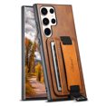 thumbnail image 6 of Decase For Samsung Galaxy S23 Ultra 6.8 inch Case,Shockproof PU Leather Credit Card Slot Kickstand Handle Strap Case Cover,Brown, 6 of 8