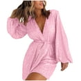 thumbnail image 2 of TMOYZQ Jumpsuits for Women Plus Size Sequin Casual Formal Romper Long Sleeve Wrap V Neck Wedding Cocktail Party Guest Loose Jumpsuits, 2 of 6