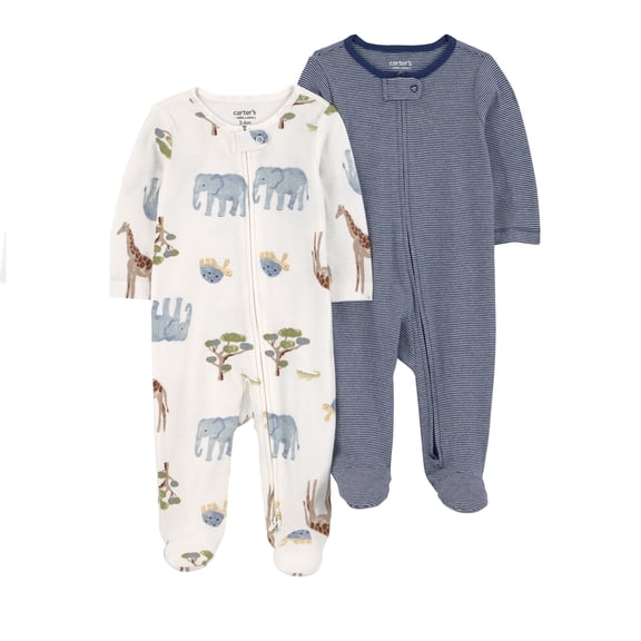 Pack de 2 mamelucos Child of Mine para Bebé Niño 2 Piezas con Estampado de Animalitos Azul Talla 0-3 Meses
