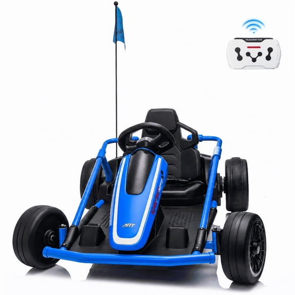 Funride 24V Go Kart for Kids with Remote Control, 14Ah Battery Long Runtime Electric Go Kart for Ages 6–12, Adjustable Speed Up to 10 MPH, Metal Frame, Music & Bluetooth, Blue