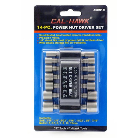 Cal Hawk Tools 14-pc. Power Nut Driver Set