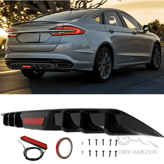 34" Car Rear Bumper Lip with Brake Light, Universal Rear Diffuser Spoiler Compatible with Infiniti Ford Toyota Corolla Nissan Altima Dodge Charger SXT Chevy Camaro VW Acura