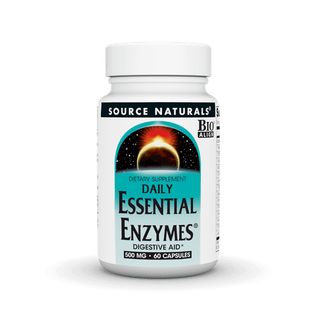Source Naturals Essential Enzymes 500mg Bio-Aligned Supplement, 60 Capsules