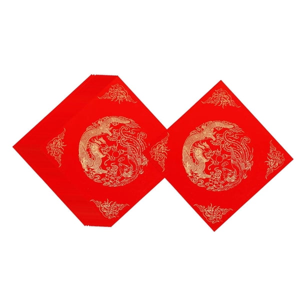 20 hojas de papel de arroz rojo chino para escribir, decoración para puertas y ventanas del Festival de Primavera. 20 piezas de 17 cm