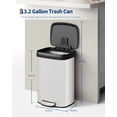 thumbnail image 7 of Hands-Free Step-On Kitchen Trash Can, 13 Gallon/50L – Rustproof White Metal Garbage Bin with Soft Close Lid, Odor Control, Liner Rim, Rear Handle, Durable Plastic Cover – White, 7 of 7