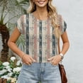 thumbnail image 3 of NAMTYQX Tops for Women Trendy Short Sleeve Fashion Stretch Graphic Loose Fitting Summer Tops for Women 2025 Khaki Size S, 3 of 5