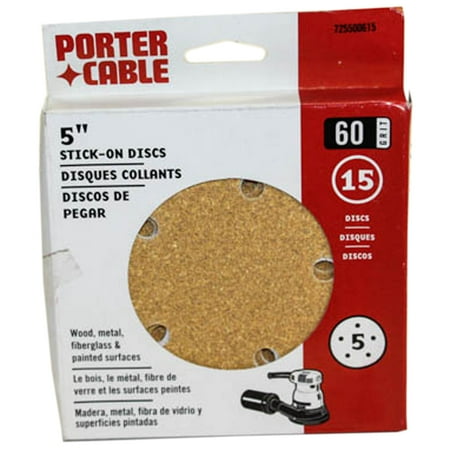 

Porter-Cable 725500615 5 STICK-ON DISCS 60 GRIT PC-725500615