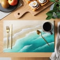 thumbnail image 2 of Ombre Turquoise Ocean Placemats Set of 4, Gradient Coastal Beach Waves Summer Placemats for Dining Table, Place Mats for Kitchen Tabletop, Waterproof Wipeable Dining Table Mats Set, 2 of 9