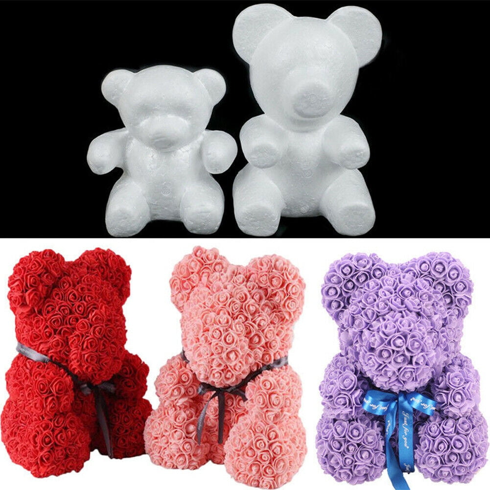 1Pcs 15cm/20cm Foam Rose Bear Mold DIY Artificial Rose Flower Bear Plastic Bear Mold, Size: 20 cm/7.9 Inches, White