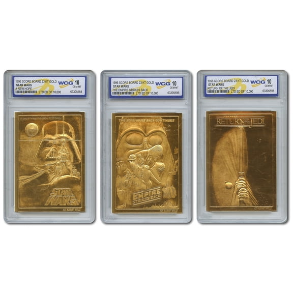 STAR WARS 1996 Genuine 23KT Gold Cards Graded Gem-Mint 10 * ORIGINAL SET OF 3 *