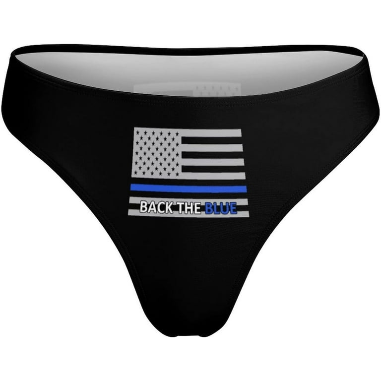 Back The Blue Police Line Flag Women's Underwear Thongs Sexy Breathable  T-Back Panties 