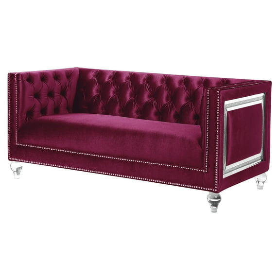 ACME Heibero Loveseat with 2 Pillows in Burgundy