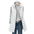 thumbnail image 5 of larppty Women's Long Puffer Vest Casual Sleeveless Puffy Zip Up Jacket with Hood (White, XXL), 5 of 5