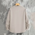 thumbnail image 5 of Mens Shirts Spring Summer Breathable Long Sleeve Button Down Band Collar Work Shirts Beach Shirt, 5 of 8