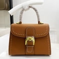 thumbnail image 3 of Bolsos clásicos para mujer, bolsos y carteras de diseñador de lujo, novedad 2024, en PU, textura de lichi, hebilla de cinturón, costuras, asa superior, hombro, 3 of 5
