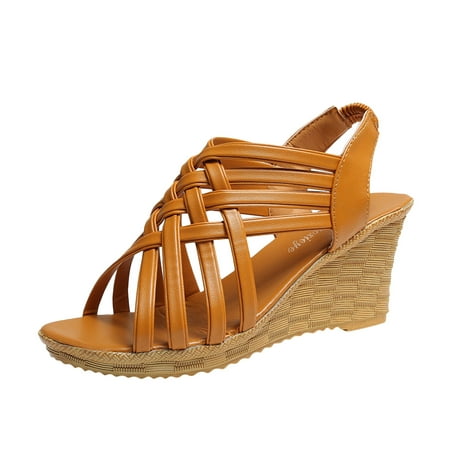 

Women Sandals clearance for Juebong Wedge Sandals for Women Dressy Summer Platform Espadrille Strappy Casual Braided Strappy Comfortable with Open Toe and Ankle Strap