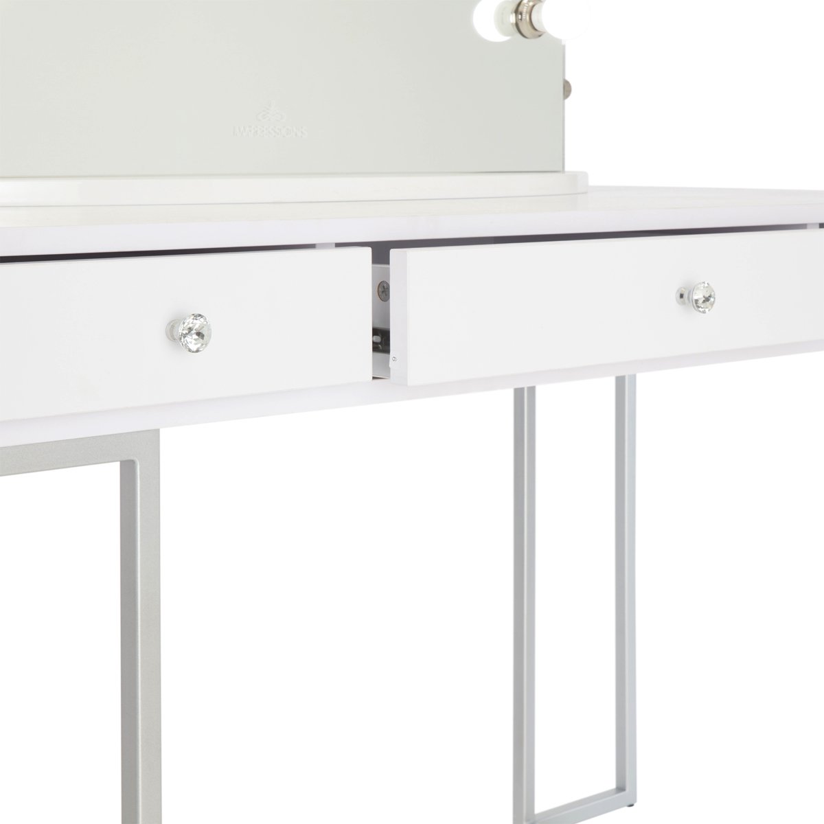 Impressions Vanity Premium Makeup Desk, Celeste Modern Table with 3 Drawers and Crystal Knobs, Perfect for Bedroom Decore (White) - image 5 of 6