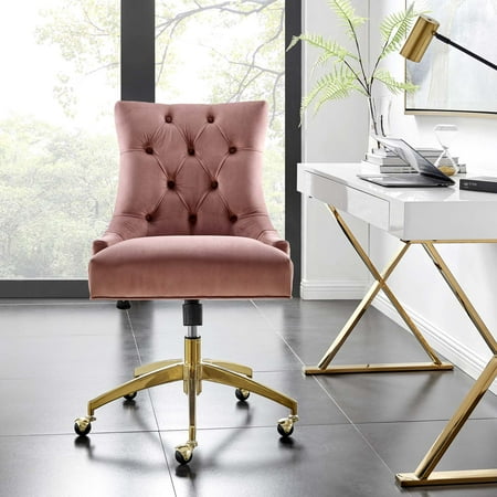 UPC: 0889654969808 | Modway Regent Tufted Performance Velvet Office Chair in Gold Dusty Rose