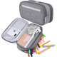 thumbnail image 1 of Large pencil case, gray. Perfect for school, office, or art supplies storage., 1 of 5
