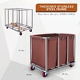 thumbnail image 2 of Commercial Laundry cart with Wheels,400L Large Laundry Basket with Wheels,Laundry Hamper on Wheels Heavy Duty with Steel Frame and Oxford Cloth, 440Lbs Load (Brown), 2 of 6