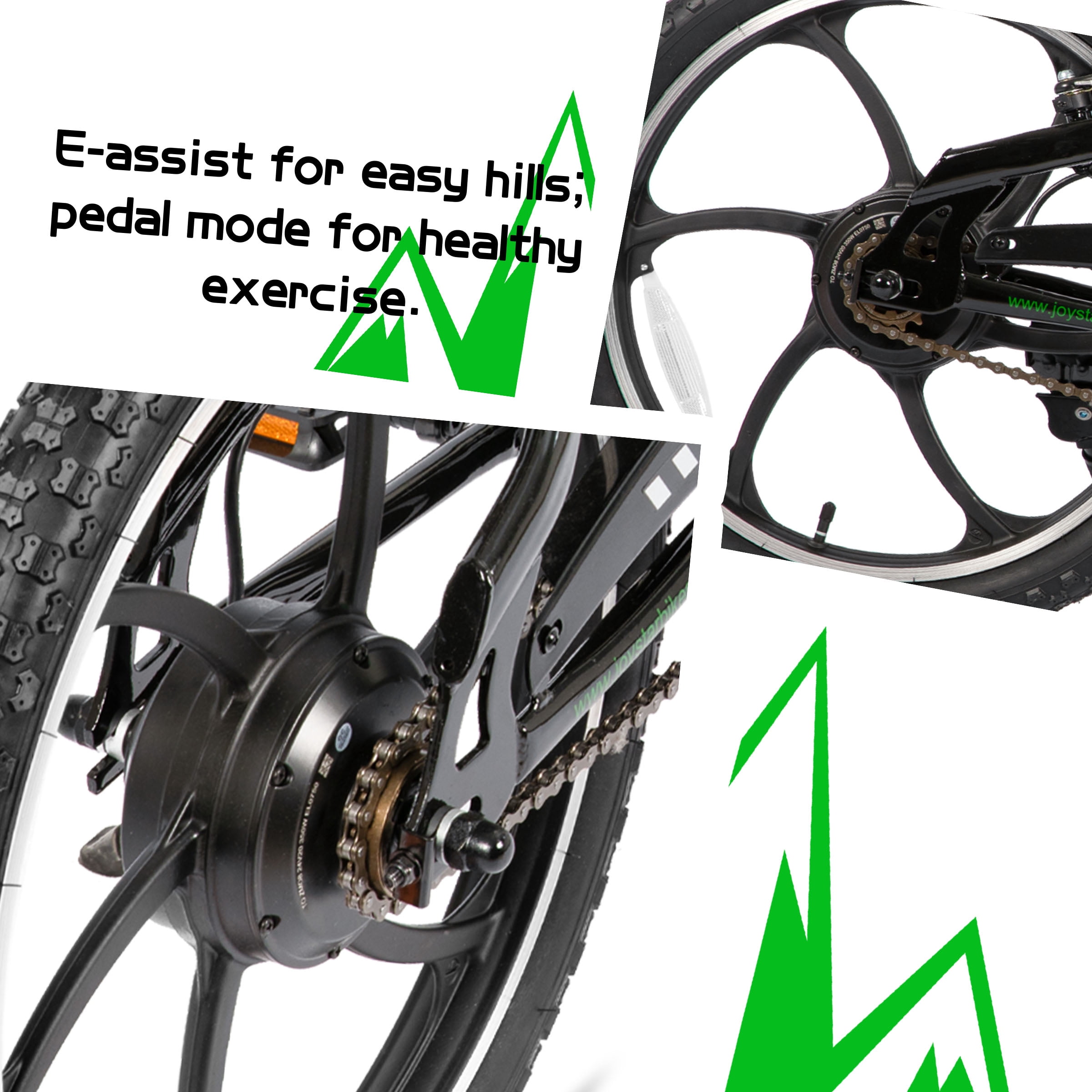 JOYSTAR Radspur Electric Bike 20" with 250W Brushless Motor, 15 Miles 15MPH Electric Mountain Bicycle with Removable Battery, Green