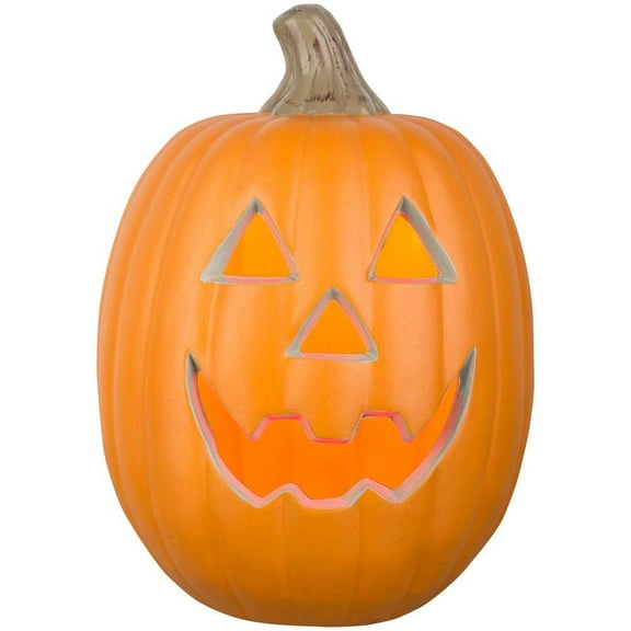 Home Accents Holiday 12 in. Orange Lighted Blow Mold Jack-O-Lantern Happy