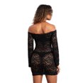 thumbnail image 5 of JYYYBF Women's Off Shoulder Lace Dress Fashion Long Sleeve See-Through Bodycon Mini Dress Clubwear, 5 of 9