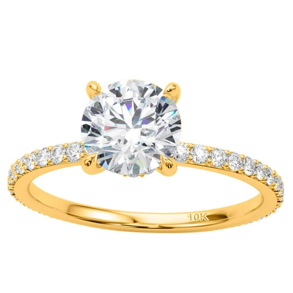 Mauli Jewels Women's 1.10 Ctw Brilliant Cut Round Lab-Grown Diamond Ring in 10K Solid Gold with G-H Color, VS1 Clarity