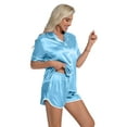 thumbnail image 6 of DAKIMOE Womens Silk Satin Pajamas Short Sleeve Loungewear Two-Piece Sleepwear Button-Down Pj Set, 6 of 6