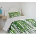 thumbnail image 4 of Ambesonne Birch Tree Quilted Bedspread Set 2 Pcs, Fresh Summer Leaves, Twin Size, Green White Black, 4 of 6