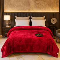 DBOZE Heavy Fleece Blanket King Size – Thick Plush Korean Mink Style 2-Ply Blanket 85"x95", Ultra Soft & Warm Luxury Embossed Bed Blanket for Autumn Winter Spring Bedding Decor,Red