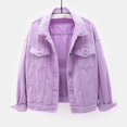 thumbnail image 1 of Women Spring And Autumn Coats Warm Solid Long Sleeve Denim Jacket Outerwear, 1 of 4