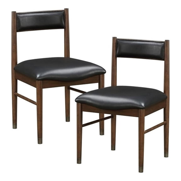 Lexicon Clive Leather Dining Side Chair in Black (Set of 2)
