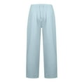 thumbnail image 4 of WTOBBY Men's Hawaiian Print Cotton Linen Casual Pants, Loose Comfortable Drawstring Beach Trousers for Vacation and Relaxed Style,Sky Blue L, 4 of 4