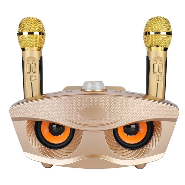 Altavoz Bluetooth para karaoke en casa, altavoz Bluetooth con dos micrófonos (dorado)