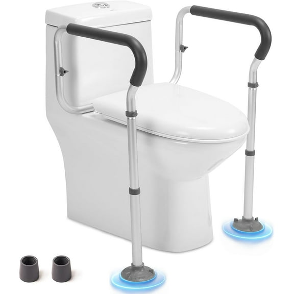 Toilet Safety Rail for Seniors, Toilet Grab Bars for Seniors and Disabled, Toilet Handles for Elderly with Adjustable Width and Height, 350 lb Weight Capacity, FSA/HSA Eligible (White)