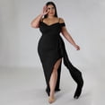 thumbnail image 4 of AURA Women Sexy V Neck High Slit Maxi Dress Spaghetti Strap Ruffle Party Club Dress, 4 of 8