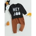 thumbnail image 3 of Infant Unisex Baby Halloween Outfits Long Sleeve Letter Sweatshirt Pumpkin Pants Set Toddler Fall Winter Holiday Clothes, 3 of 8