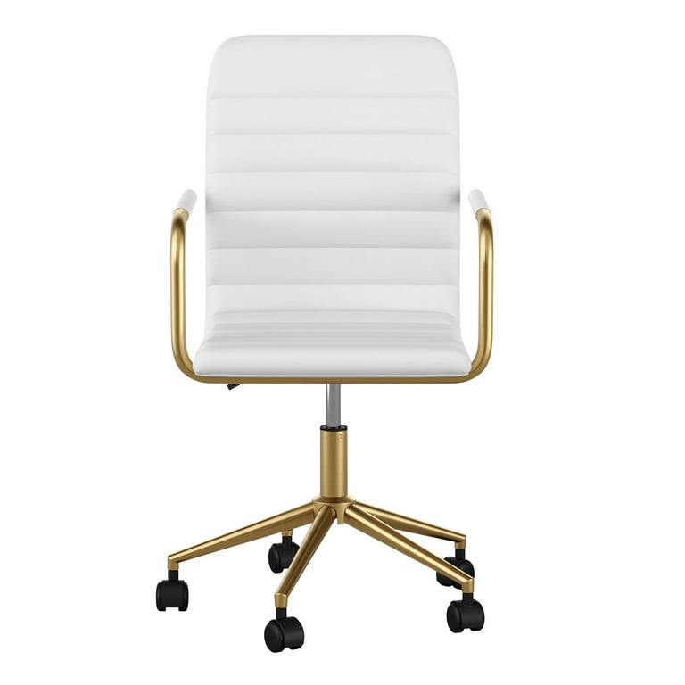 Tufted white leather low back office chair